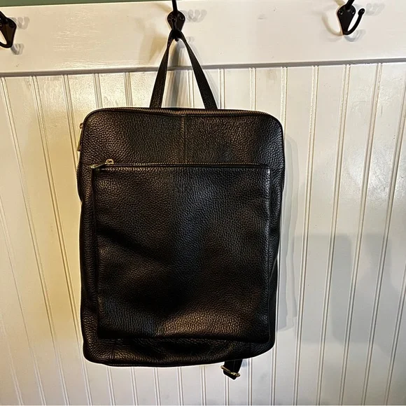 Vera Peele Black Genuine Leather Women’s Purse Backpack - Picture 5 of 8